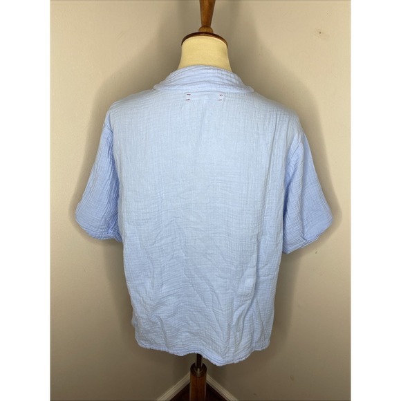Xirena Short Sleeve Blue Guaze Popover Blouse Small S - Picture 3 of 9